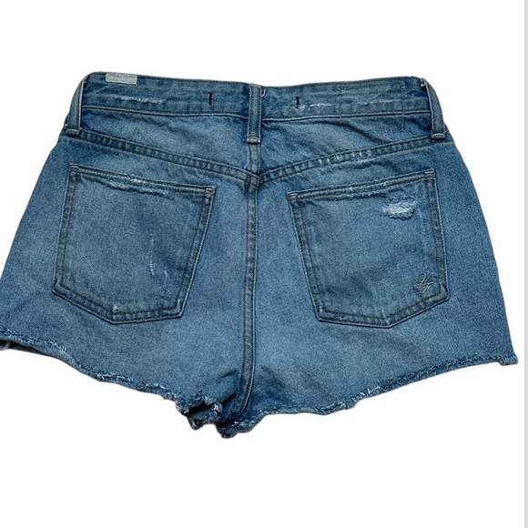 Lovers + Friends Denim “Jack” Shorts Distressed Raw Hem Color “Westerly” Cotton - Picture 3 of 7